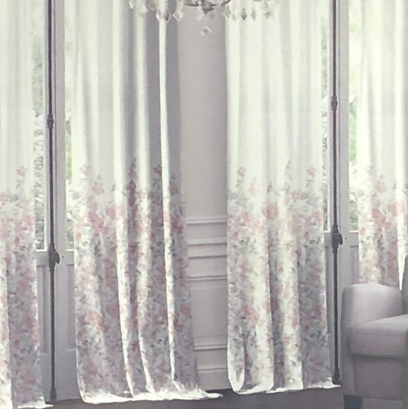 Arcadia Rod Pocket Set of 2 Floral Curtain Panel - Picture 2 of 9